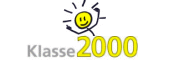 Logo für Klasse2000. Schriftzug mit Strichmännchen darüber.