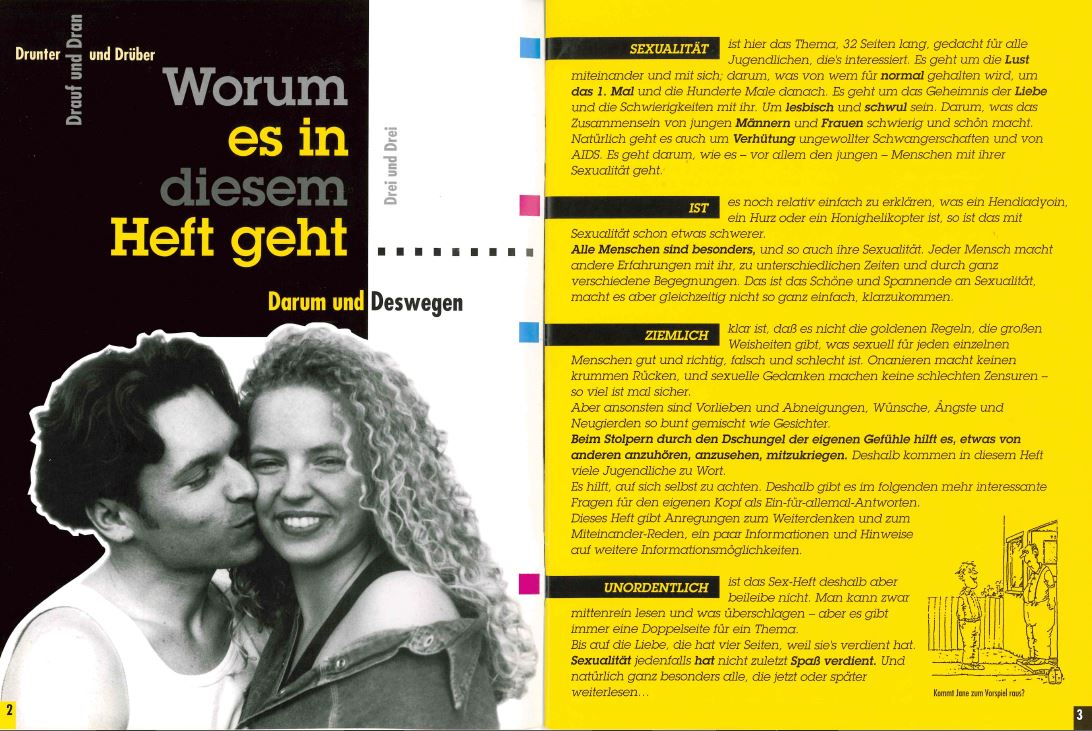 Doppelseite aus der Info-Broschüre "Let's Talk About Sex"